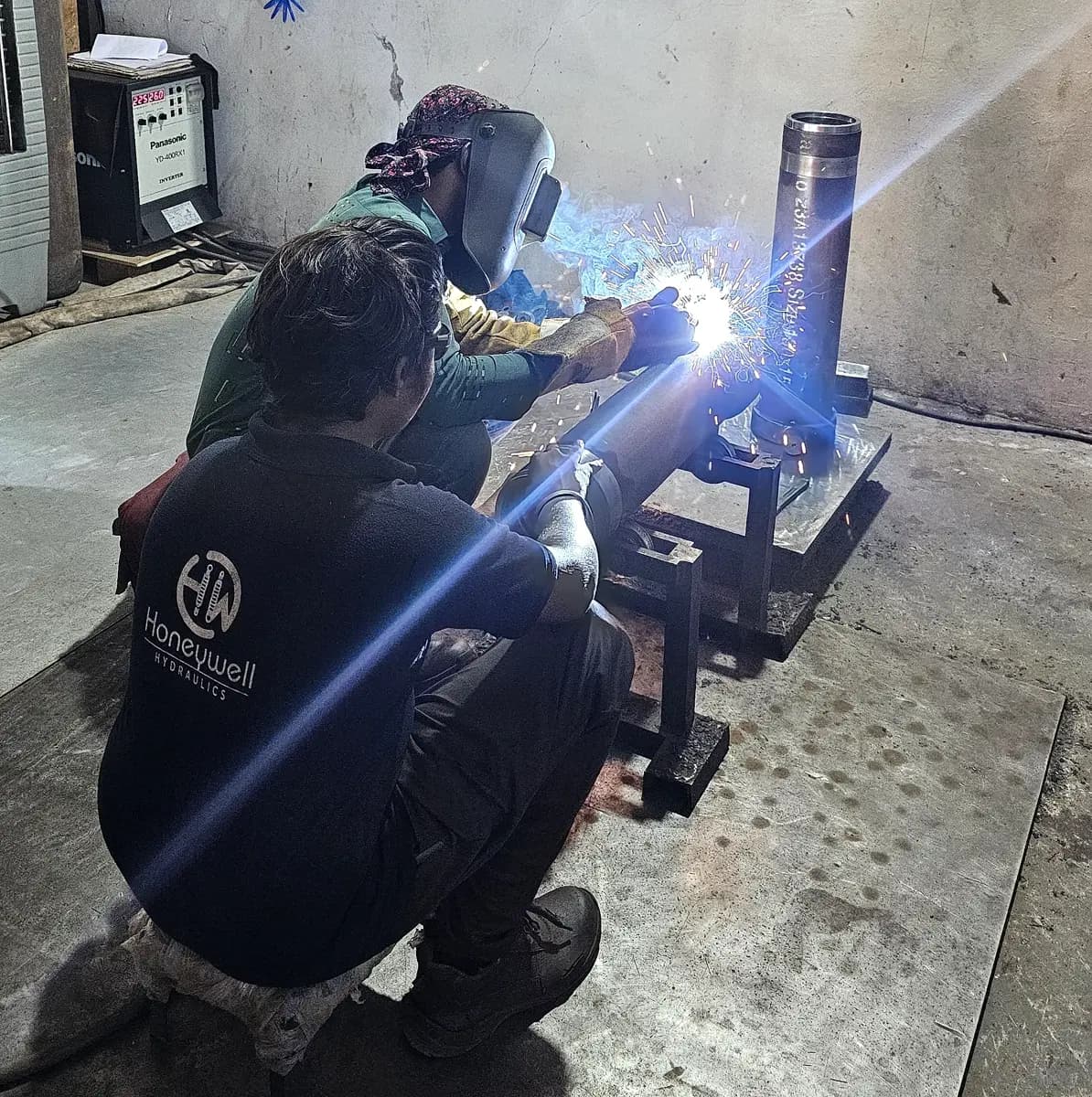 Certified welding and structural fabrication bay for hydraulic cylinder barrels at Honeywell Hydraulics