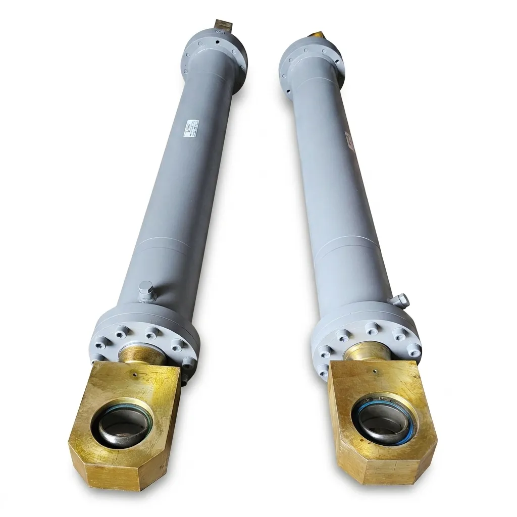 Rear clevis mounted hydraulic cylinder with pivot mounting pin for arc movement mechanisms
