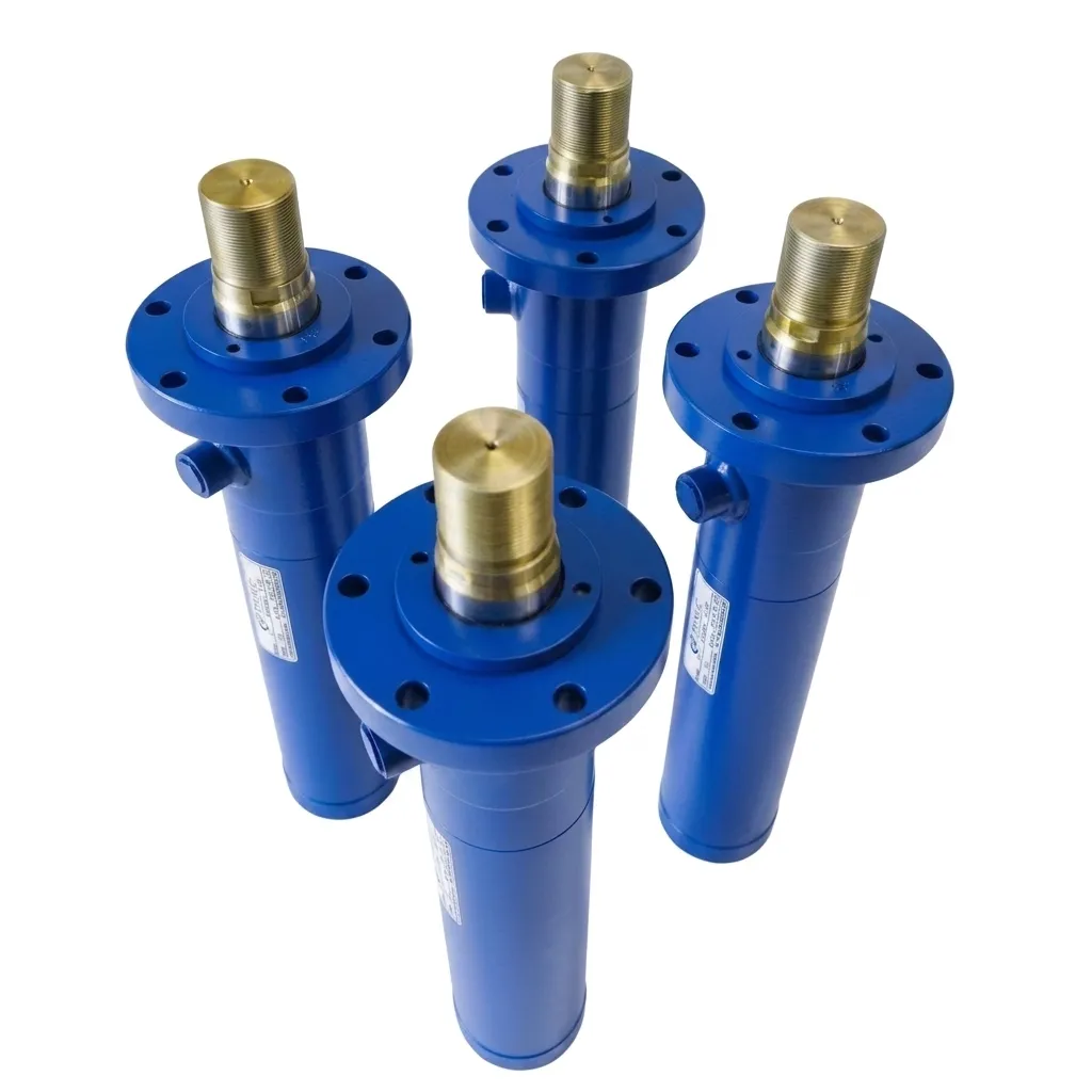 Front rectangular flange mounted hydraulic cylinder for industrial machine tools and presses