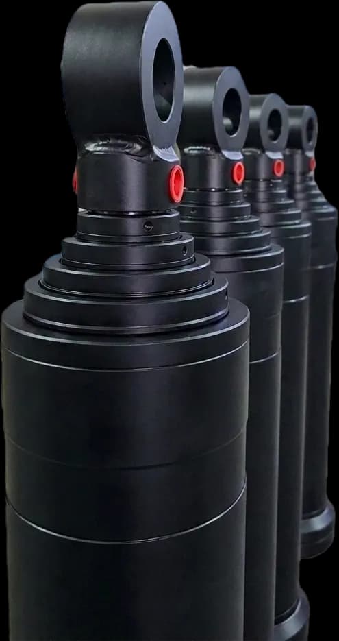 Multi-stage telescopic hydraulic cylinder with hard chrome plated sleeves manufactured by Honeywell Hydraulics