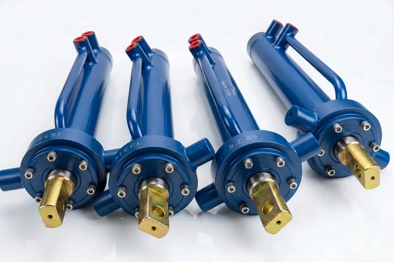 Intermediate trunnion mounted hydraulic cylinder engineered to withstand high bending moments