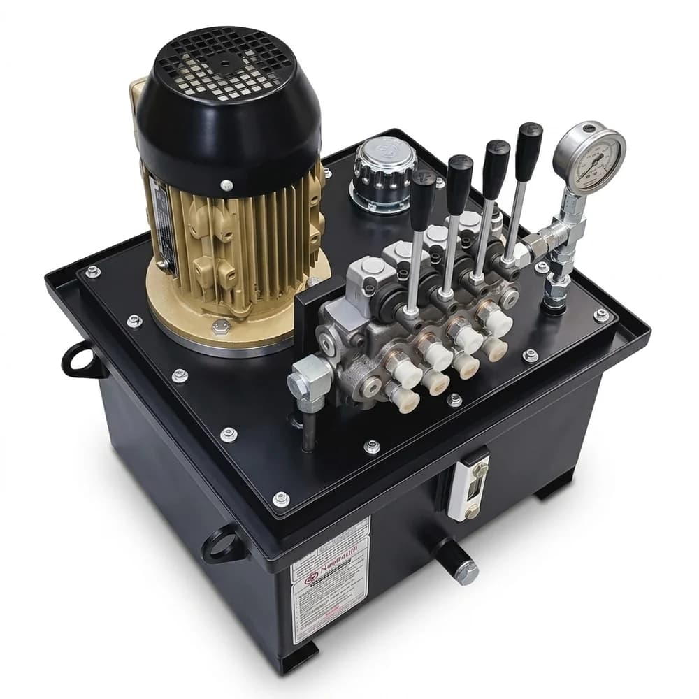 Hand lever operated hydraulic power pack with manual directional control valve manufactured in India