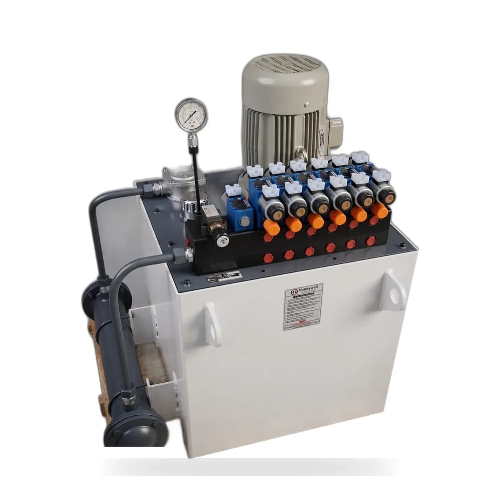 Modular hydraulic power pack unit with multi station solenoid valve bank and pressure relief modules