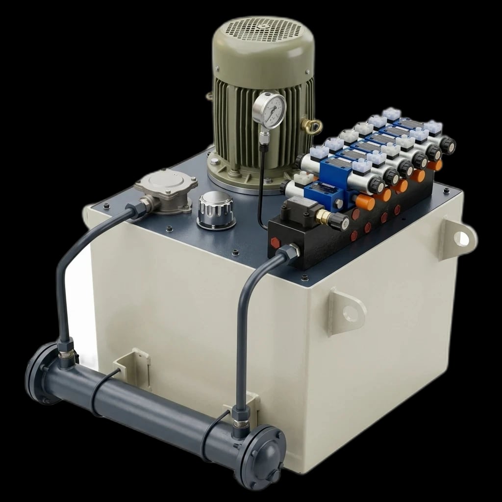 Multi-station hydraulic power pack system manufactured by Honeywell Hydraulics